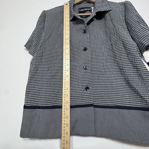 NWT Dead stock Vintage Sag Harbor Blouse Short Sleeve Blue Tan Checkered Sz 12 - Picture 5 of 6